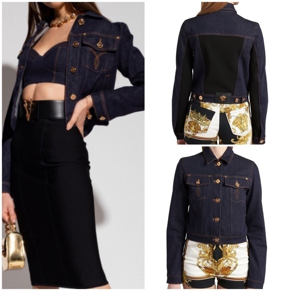 Versace Jackets & Blazers - Versace paneled contrast-stitch denim jacket
